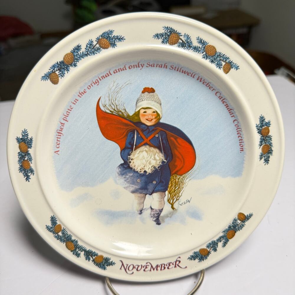 Newell Pottery Co NOVEMBER plate 7.25" Months Of The Year Numbered Vintage 1984